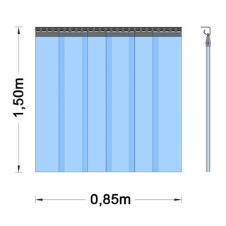 PVC Vorhang - Breite 0,85m 1,50m 1-fache berlappung